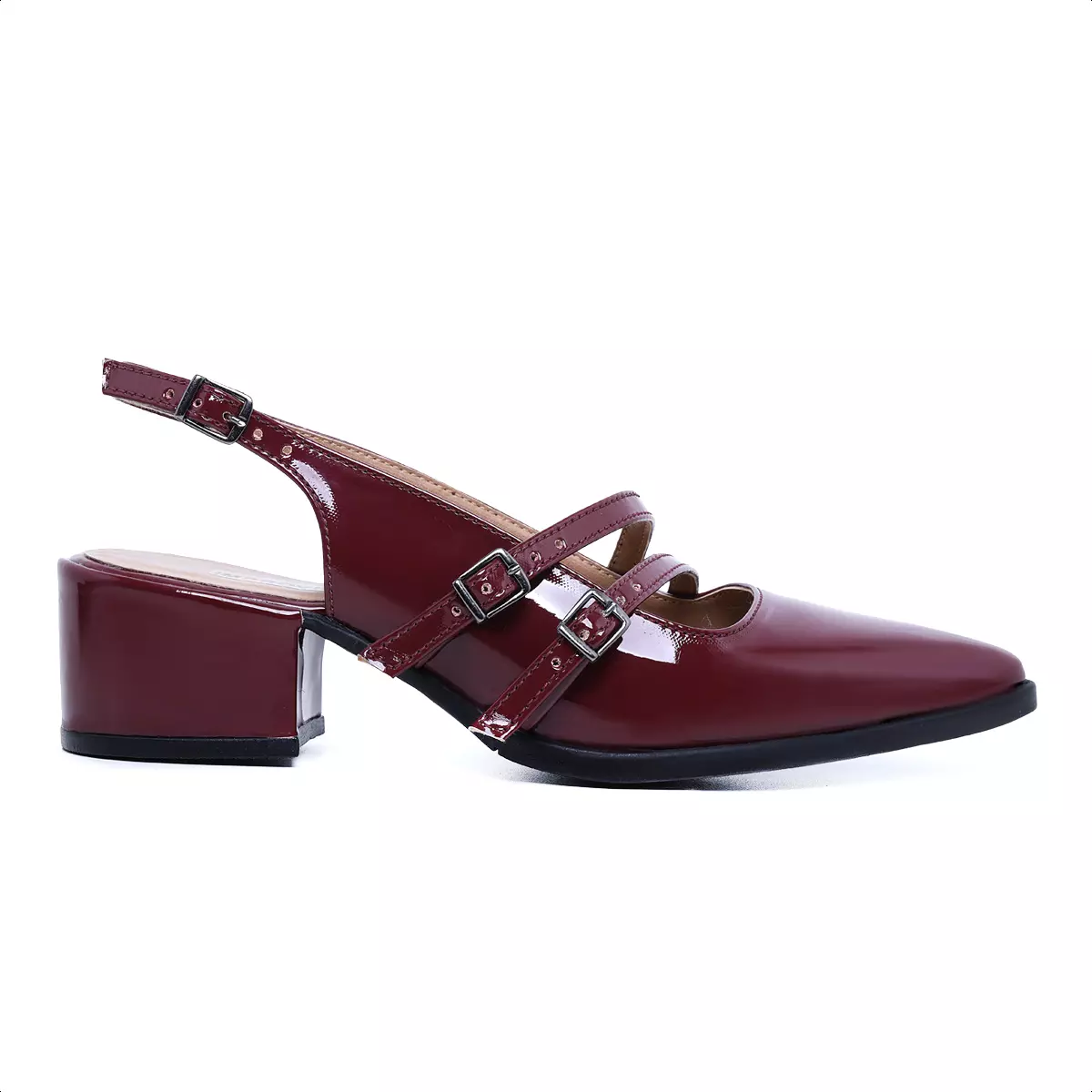scarpin Scarpin de Bico Fino Feminino Slingback com Fivelas
